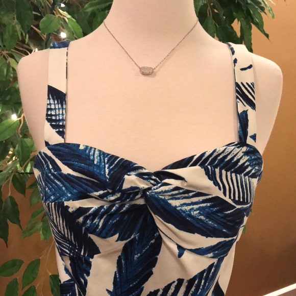 JONES NEW YORK SIGNATURE STRETCH BLUE, WHITE DRESS - Picture 4 of 8